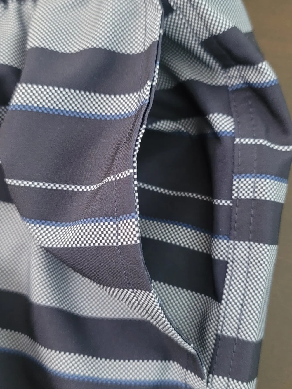 Nautica Navy and Light Blue Striped Swim Shorts